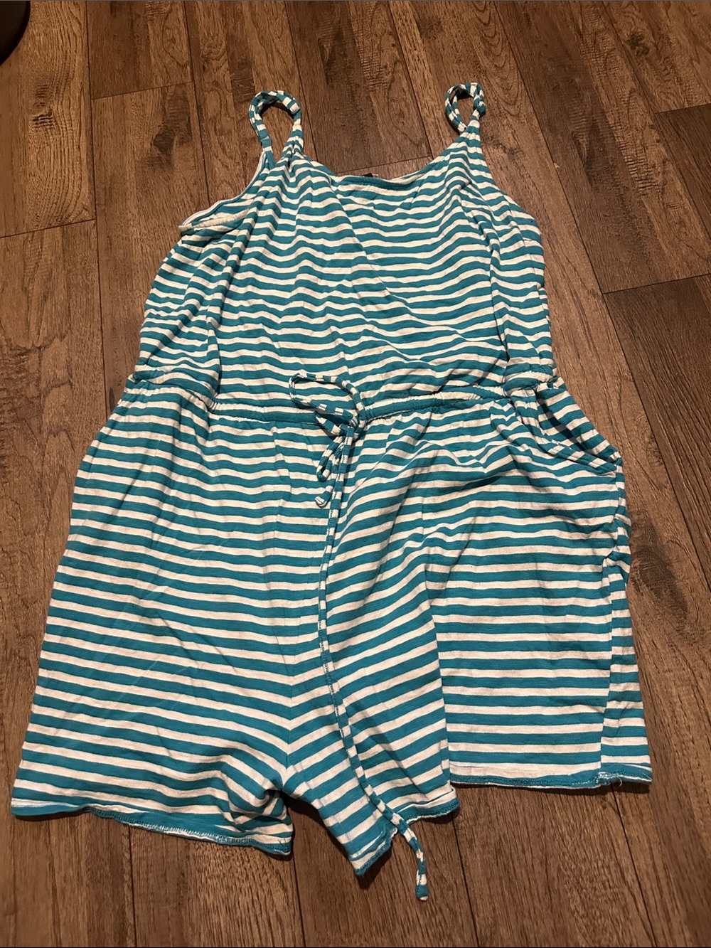 torrid Teal and White Striped Girls' Romper
